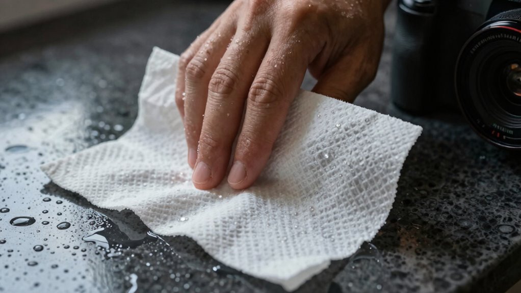 absorb moisture with paper towels