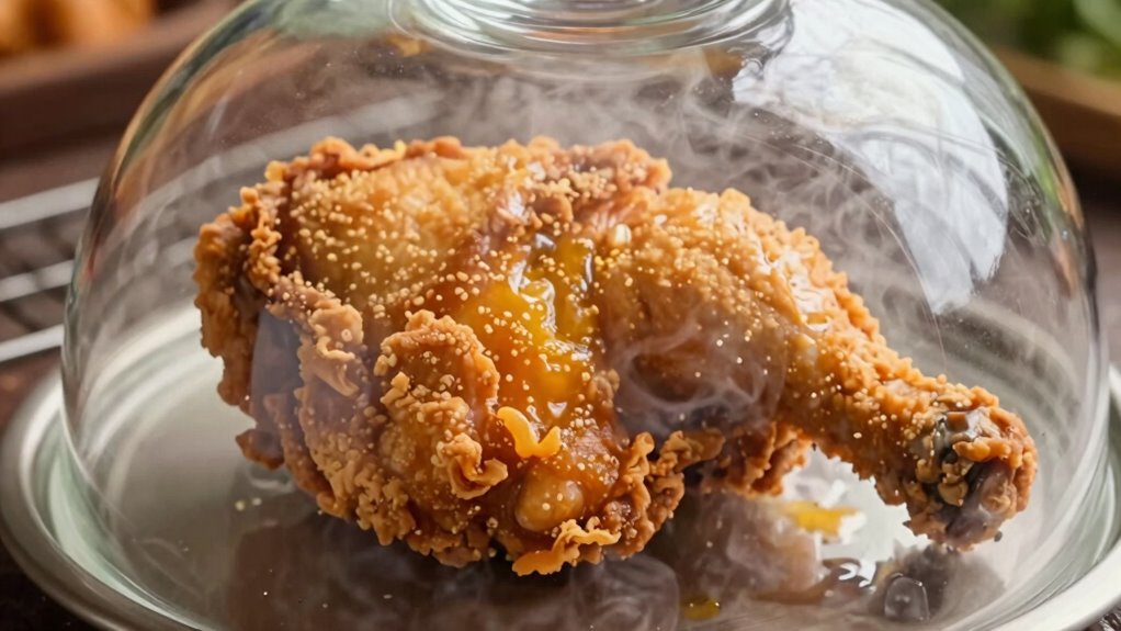 avoid covering fried food early