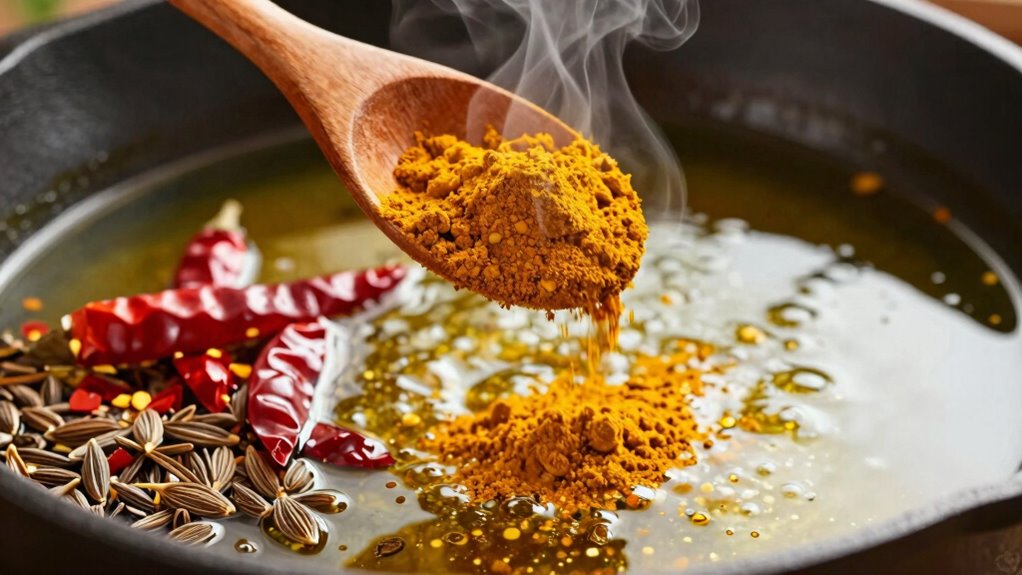 bloom spices at optimal temperature