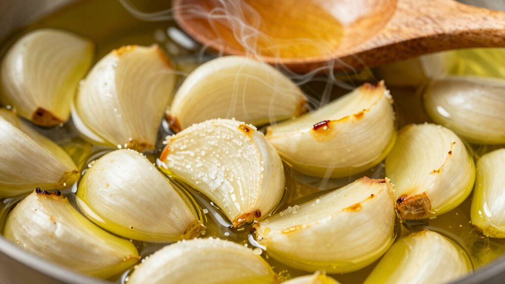 cook garlic gently carefully