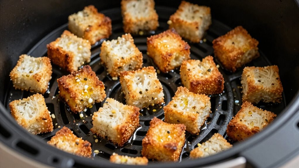 crispy seasoned air fryer croutons
