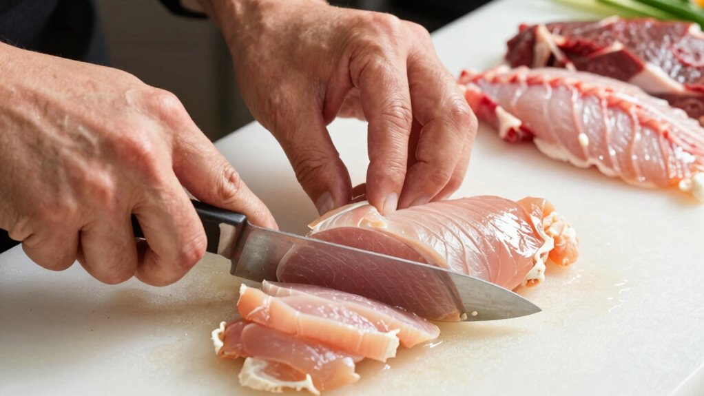 identify and cut against grain