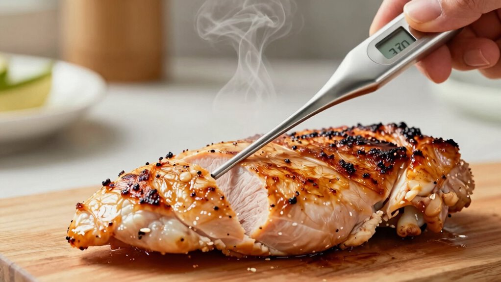 insert thermometer into thickest part