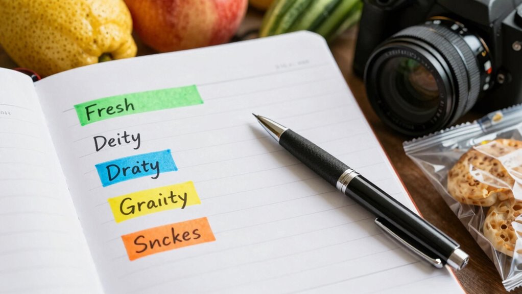 organized shopping list categories