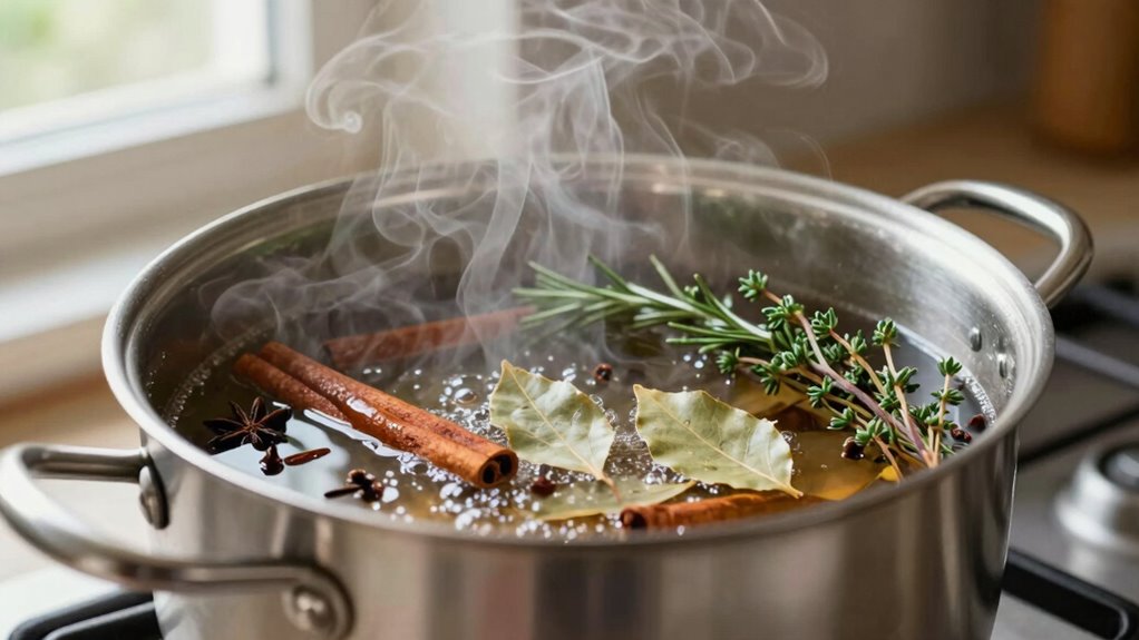 simmer herbs to freshen