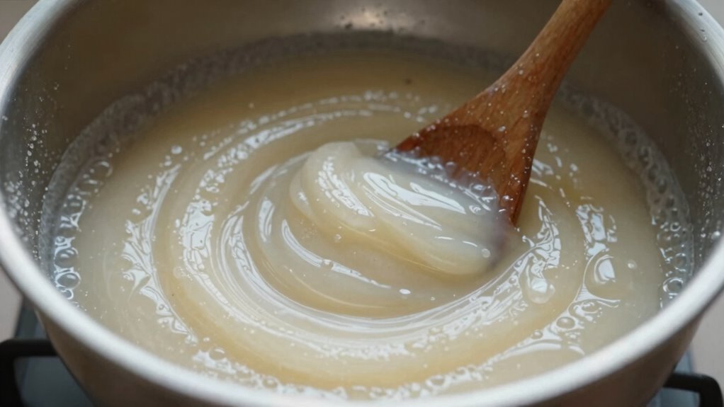 whisk pour stir smoothly