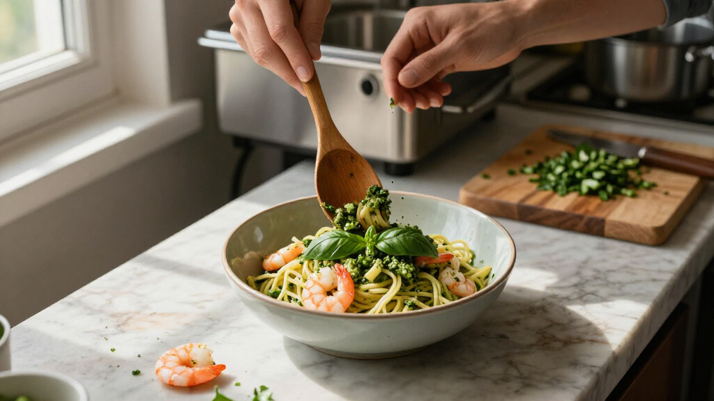 Pasta Fredda Al Pesto E Gamberi