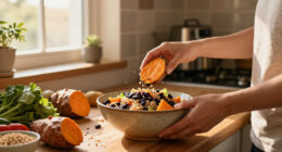 Roasted Sweet Potato, Black Bean, And Quinoa Salad
